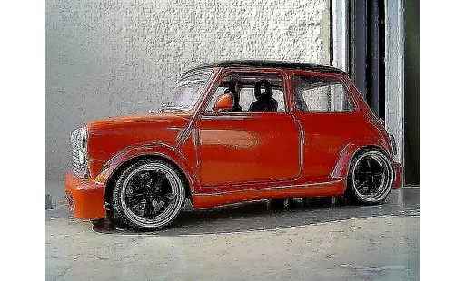 Austin Mini cooper 1/18 Burago kit carrosserie et jantes 13 pouces modelauto