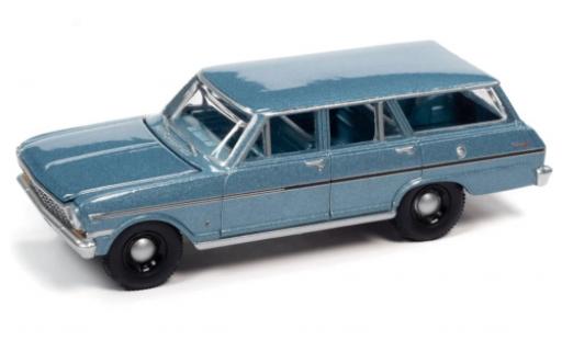 Modelauto Chevrolet Nova Station Wagon II 400 metallic blauw clair 1963 1/64 Auto World