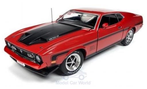 Modelauto Ford Mustang Mach 1 rood/zwart 1971 1/18 Auto World