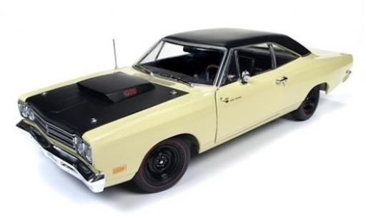 Modelauto Plymouth Road Runner 1969 geel/zwart 1/18 Auto World