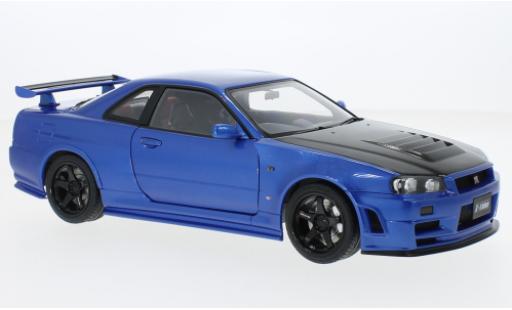 Modelauto Nissan Skyline R34 GT-R () Nismo Z-Tune metallic blauw/carbon RHD 2005 1/18 AUTOart