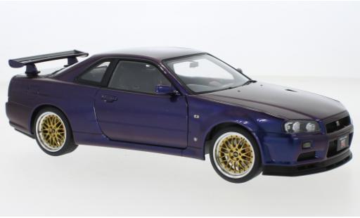 Modelauto Nissan Skyline R34 GT-R () V-Spec II metallic paars RHD 2002 1/18 AUTOart
