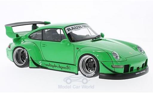 Modelauto Porsche 911 RWB groen Rauh Welt grijse Felgen zonder Vitrine 1/18 AUTOart