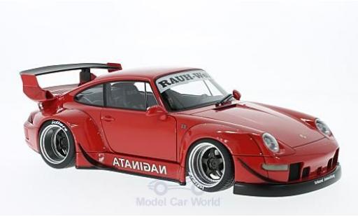 Modelauto Porsche 911 RWB rood Rauh Welt grijse Felgen 1/18 AUTOart