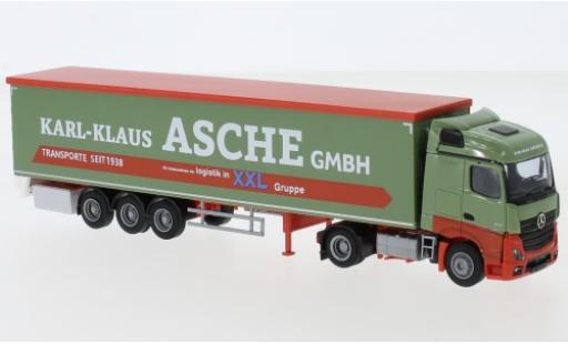 Modelauto Mercedes Actros Streamspace 5 /Aerop. Karl-Klaus Asche GmbH Schubbodensattelzug 1/87 AWM