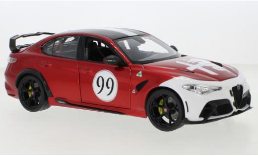 Modelauto Alfa Romeo Giulia gtam metallic rood/wit 2020 1/18 Burago