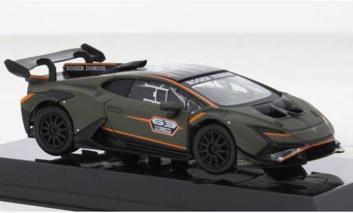 Modelauto Lamborghini Huracan Super Trofeo Evo 2 mat olijfgroen No.63 Roger Dubuis 1/43 Burago