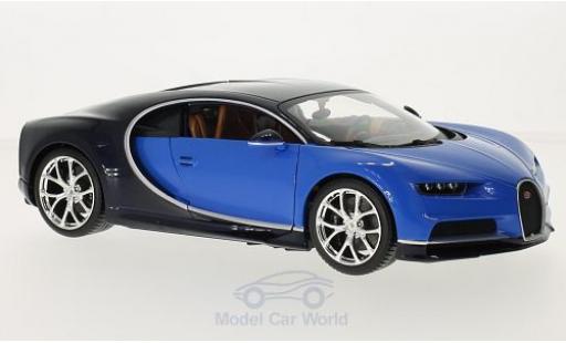 Modelauto Bugatti Chiron coupe metallic blauw/blauw 1/18 Burago