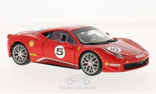 Modelauto Ferrari 458 Challenge rood No.5 1/24 Burago