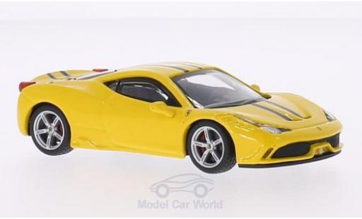 Modelauto Ferrari 458 Speciale geel/Dekor 1/43 Burago