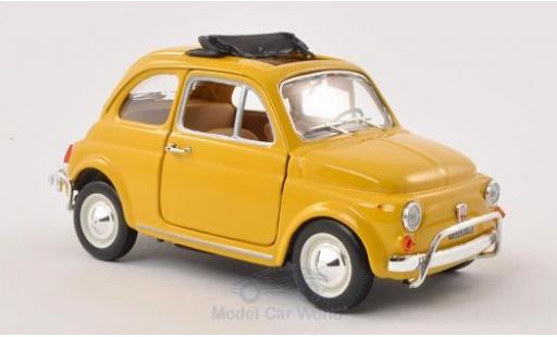 Modelauto Fiat 500 L geel 1968 ge&Atilde;&para;ffnetes vouwdak zonder Vitrine 1/24 Burago