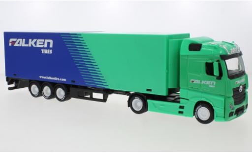 Modelauto Mercedes Actros Gigaspace Falken Tires Koffersattelzug 1/43 Burago