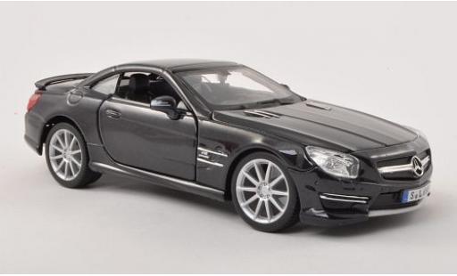 Modelauto Mercedes SL AMG 65 (R231) metallic zwart kap ferm&Atilde;&copy; 1/24 Burago