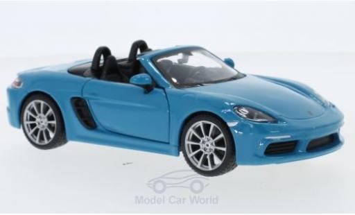 Modelauto Porsche 718 Cabriolet blauw 1/24 Burago