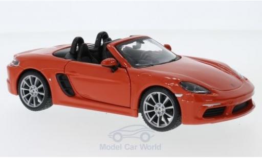Modelauto Porsche 718 Boxster oranje 1/24 Burago