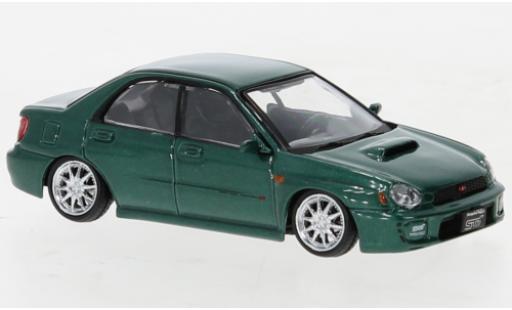 Modelauto Subaru Impreza STI WRX metallic groen 2001 1/64 BM Creations