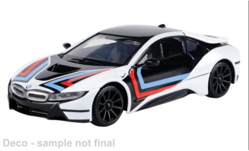 Modelauto Bmw i8 Coupe wit/Dekor 1/43 Motormax