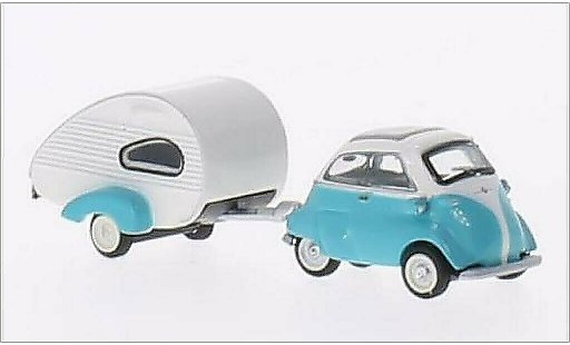 Bmw Isetta Export 1/87 Schuco turquoise/wit modelauto