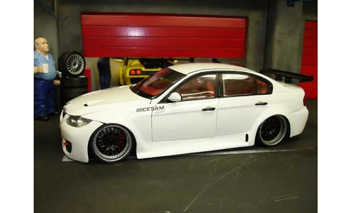 Bmw 330 tuning 1/18 Welly E90 jantes bbs preparation route tsw modelauto