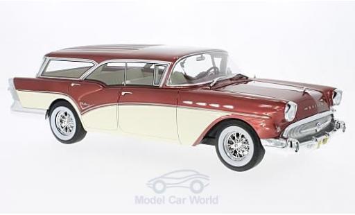 Modelauto Buick Century Caballero Estate metallic rood/beige 1957 zonder Vitrine 1/18 BoS Models