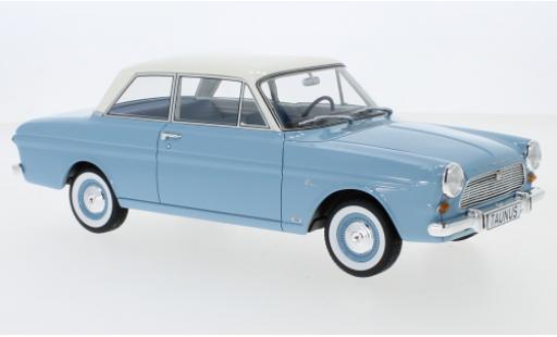 Modelauto Ford Taunus 12M (P4) Sedan blauw/wit 1965 1/18 BoS Models