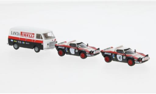 Modelauto Lancia Rally Base Set HF et Fiat 238 bestelwagen Rally Team 1974 1/87 Brekina