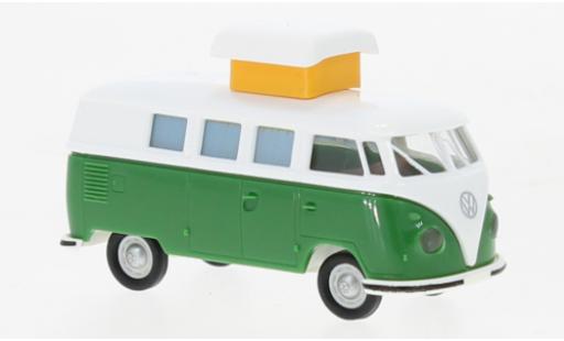 Modelauto Volkswagen T1 B Camper wit/groen 1960 1/87 Brekina