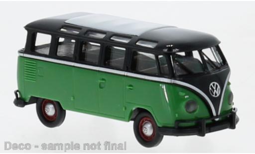 Modelauto Volkswagen T1 B Samba zwart/groen 1960 1/87 Brekina
