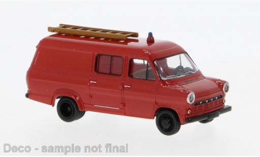 Modelauto Ford Transit Kastenwagen rood/zwart Brandweer 1970 1/87 Brekina