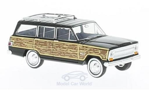 Modelauto Jeep Wagoneer Woody zwart/Holzoptik 1/87 Brekina