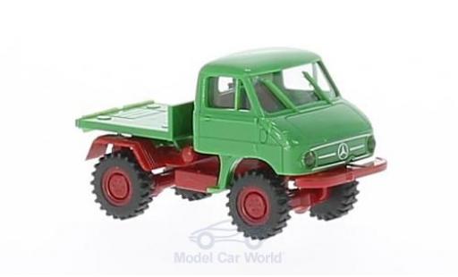 Modelauto Mercedes Unimog 406-425 411 groen/rood met Plattform 1/87 Brekina