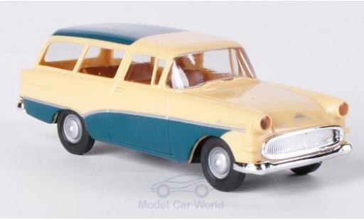 Modelauto Opel Rekord P1 Caravan beige/turquoise 1/87 Brekina