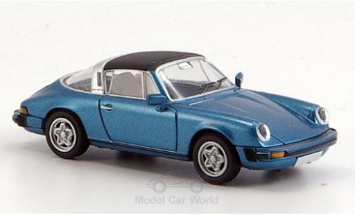 Modelauto Porsche 911 Targa (G-Modell) metallic blauw dak abnehmbar 1/87 Brekina