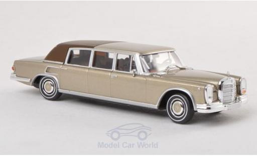 Modelauto Mercedes 600 Landaulet gold kap gesloten 1/87 Brekina
