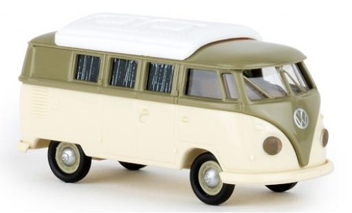 Modelauto Volkswagen T1 B Camper grijs/beige 1960 avec Dormobildak 1/87 Brekina
