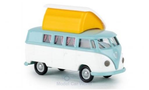 Modelauto Volkswagen T1 B Camper turquoise/wit met Dormobildak open 1/87 Brekina