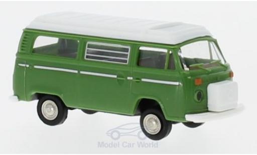 Modelauto Volkswagen T2 Base Camper groen met Aufstelldak 1/87 Brekina