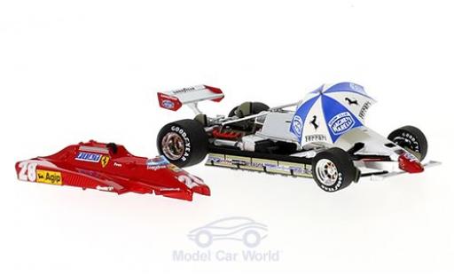 Modelauto Ferrari 126 C2 Turbo No.28 formule 1 GP San Marino met Rennfahrer en Schirm D.Pironi 1/43 Brumm