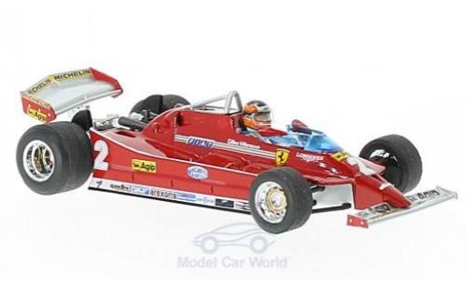 Modelauto Ferrari 126 C turbo No.2 formule 1 GP Italien 1980 met Fahrerfigur G.Villeneuve 1/43 Brumm