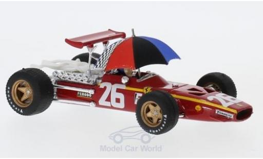 Modelauto Ferrari 312 P F1 No.26 formule 1 GP Frankreich 1968 met Fahrer en Regenschirm J.Ickx 1/43 Brumm