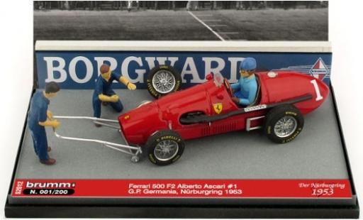 Modelauto Ferrari 500 F2 No.1 Scuderia GP Duitsland 1953 avec figurines in Emballage sp&iuml;&iquest;&frac12;cial A.Ascari 1/43 Brumm