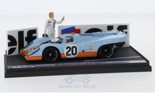 Modelauto Porsche 917 1970 K No.20 JWA-Gulf Racing Team Gulf 24h Le Mans met Figur J.Siffert/B.Redman 1/43 Brumm