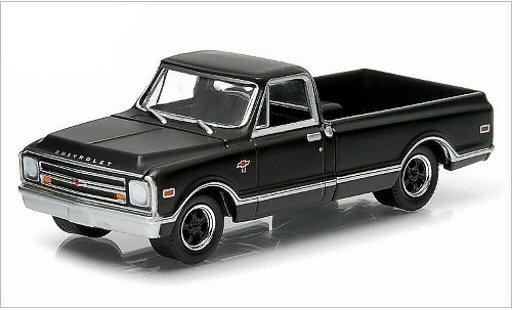 Chevrolet C-10 Pickup 1/64 Greenlight mat-zwart 1968 modelauto
