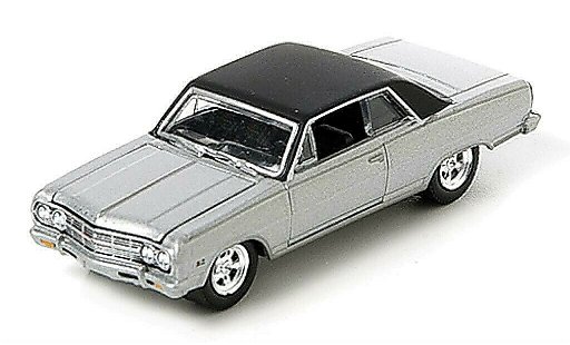 Chevrolet Chevelle Coupe 1/64 Greenlight grijsgrijs/zwart 1965 modelauto
