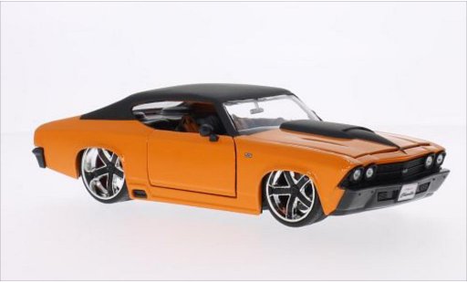 Chevrolet Chevelle tuning 1/24 Jada Toys SS oranje/mat-zwart 1969 modelauto