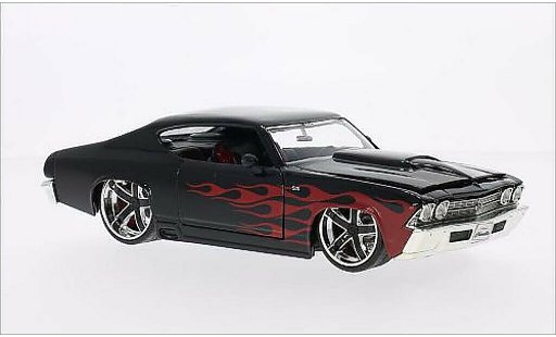 Chevrolet Chevelle tuning 1/24 Jada Toys SS zwart/rood 1969 modelauto