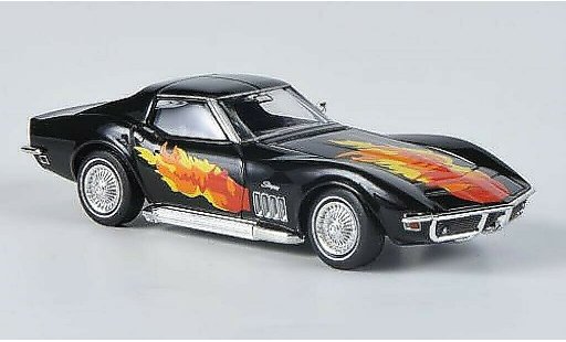 Chevrolet Corvette Coupe 1/87 Brekina C3 zwart met Flammendekor en Sidepipes modelauto