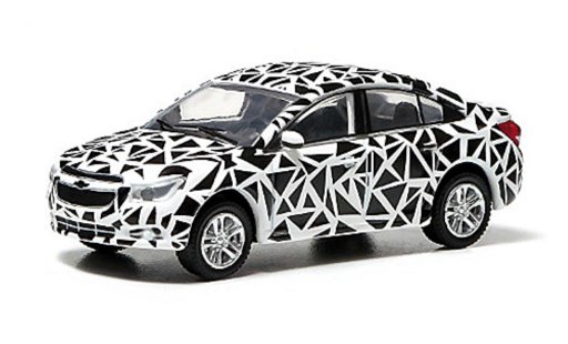 Chevrolet Cruze Sedan 1/64 Greenlight wit/zwart 2013 modelauto