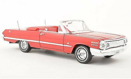 Chevrolet Impala Convertible 1/24 Welly rood open 1963 modelauto