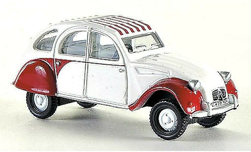 Citroen 2CV Dolly 1/76 Oxford wit/rood RHD modelauto